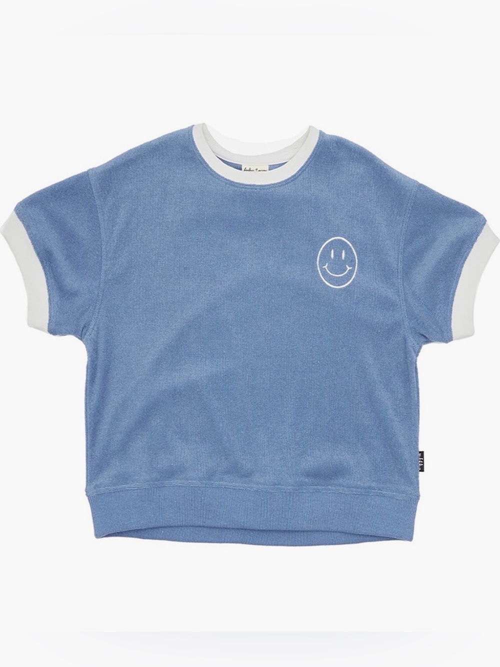 Feather 4 Arrow Kids' Embroidered Smiley Stretch Cotton Terry Cloth T-Shirt